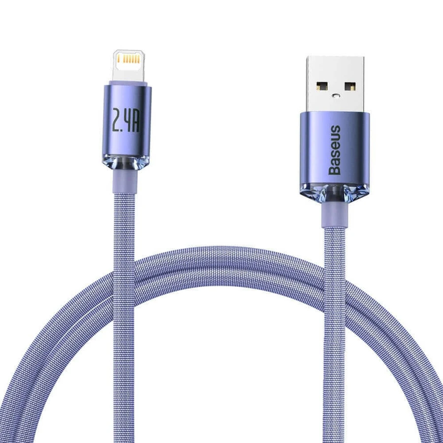 USB-кабель Baseus Crystal Shine Series для быстрой зарядки и передачи данных USB Type A - Lightning 2.4A 1.2 м Фиолетовый (CAJY000005): цены и характеристики