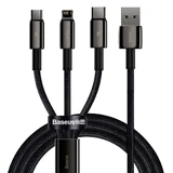 Baseus Tungsten 3in1 cablu USB - USB tip C / Lightning / micro USB 3.5 A 1.5 m negru (CAMLTWJ-01)