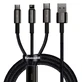 Baseus Tungsten 3in1 cablu USB - USB tip C / Lightning / micro USB 3.5 A 1.5 m negru (CAMLTWJ-01)