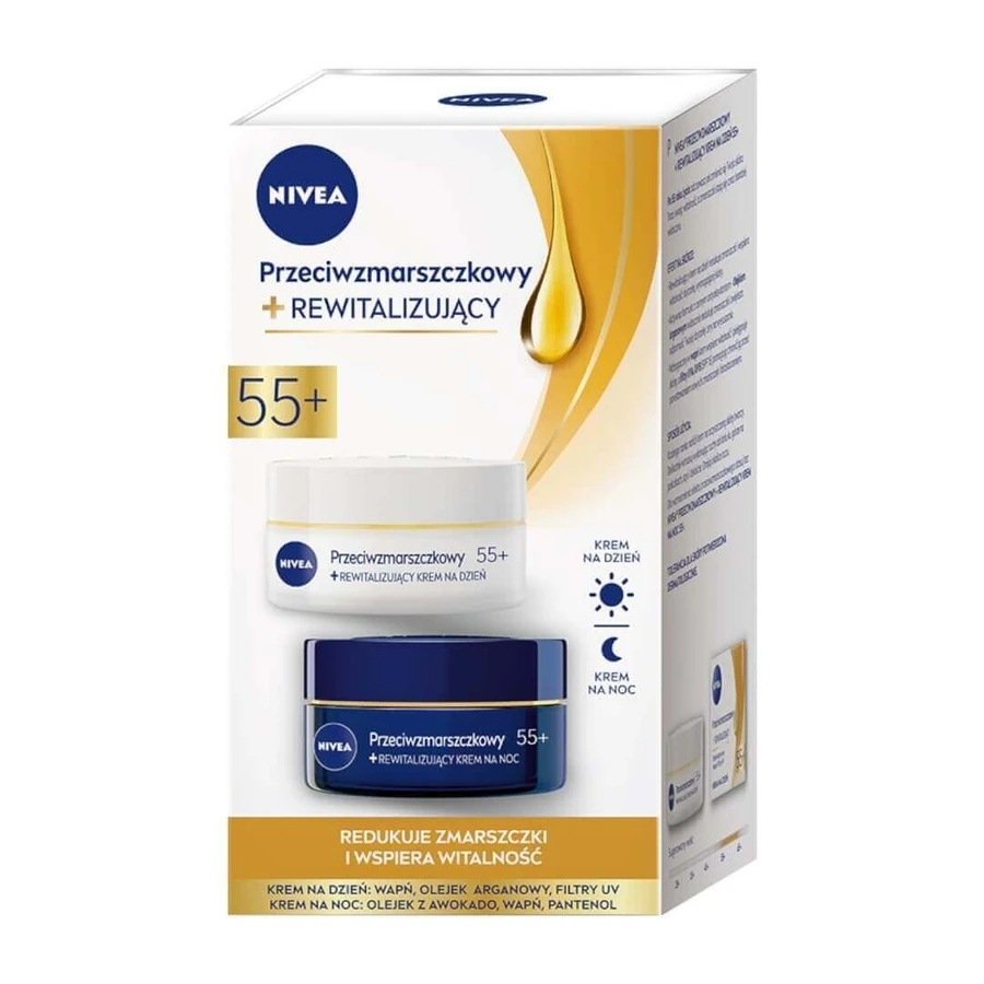 Nivea 2 Pack Anti-Wrinkle+ Revitalizing Day Cream and Night Cream 55+, 2x50 мл: ціни та характеристики