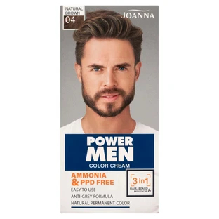Joanna Power Men Color Cream 3в1 Краска для бороды и волос 04 Натуральный коричневый, 30г