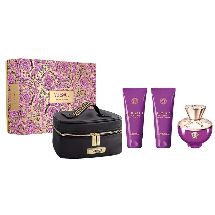 Versace Dylan Purple Pour Femme Set парфюмированная вода, 100 мл + гель для душа, 100 мл + лосьон для тела, 100 мл + косметичка: цены и характеристики