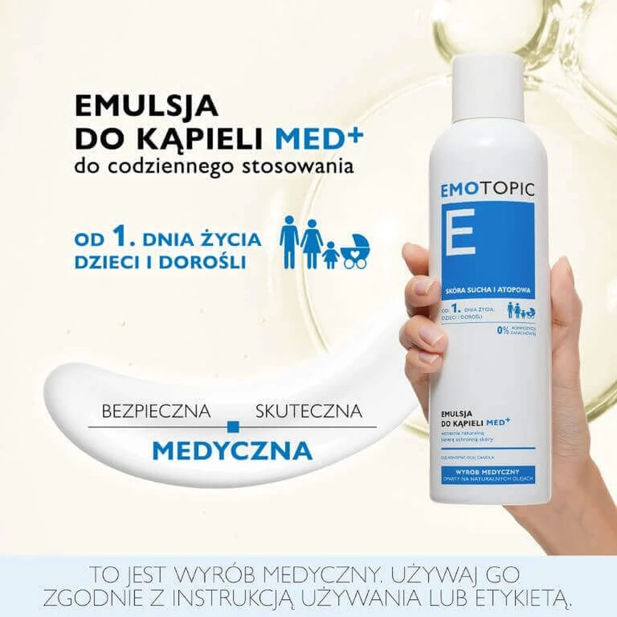 Emotopic Med+ Емульсія для ванн для щоденного застосування з першого дня життя, 400 мл: ціни та характеристики