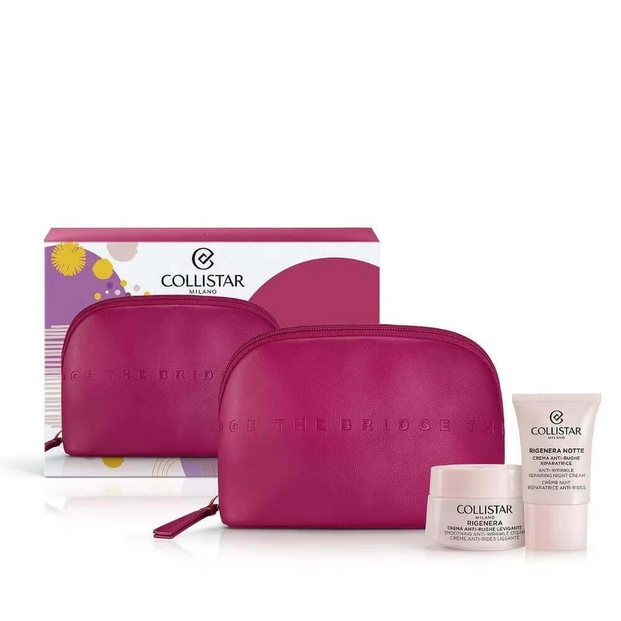 Collistar Rigenera Set Smoothing Cream Anti-Wrinkle Cream 50 мл + Нічний крем проти зморшок 15 мл + Косметичка: ціни та характеристики