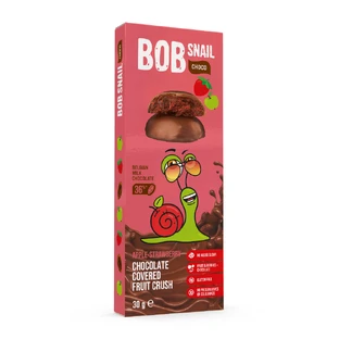 Фруктовая закуска с бельгийским шоколадом, яблоком и клубникой, 30 г, Bob Snail