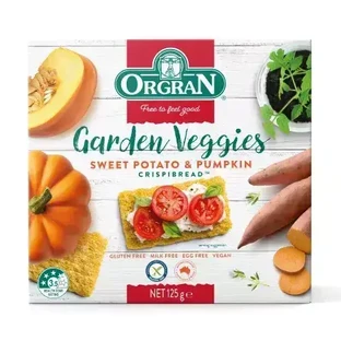 Хлебцы Garden Veggies из сладкого картофеля и тыквы, 125 г, Orgran