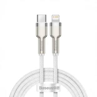 Металлический кабель Baseus Cafule Series USB-C/Lightning 20 Вт PD, 1 м, белый