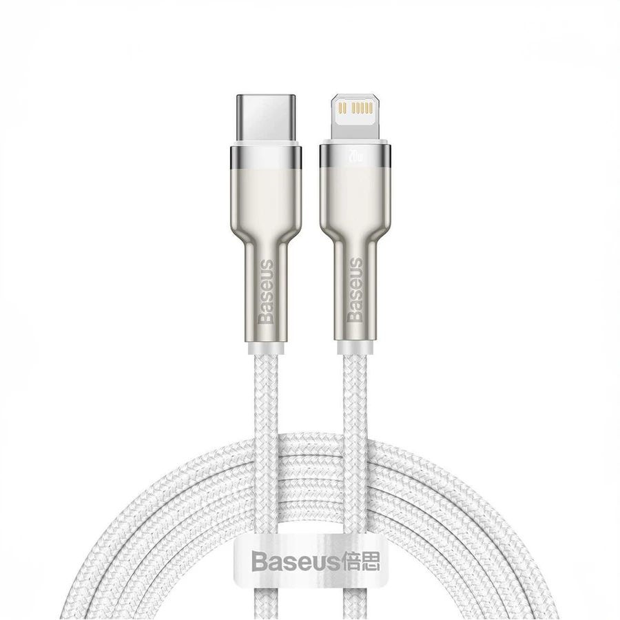 Металлический кабель Baseus Cafule Series USB-C/Lightning 20 Вт PD, 1 м, белый: цены и характеристики