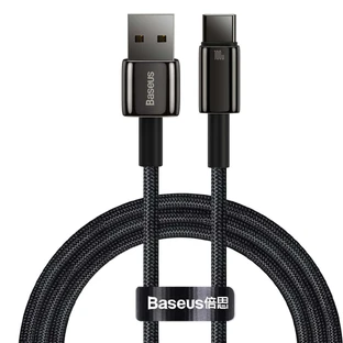 Кабель Baseus Tungsten Gold USB-A - USB-C 480 Мбит/с 100 Вт 1 м, черный (CAWJ000001)