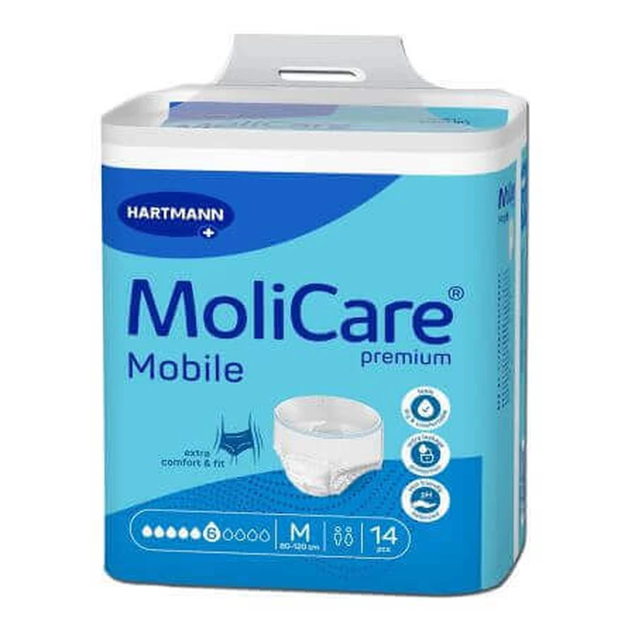 Труси від нетримання сечі 6 крапель MoliCare Premium Mobile, розмір M 80-120 см, 14 штук, Hartmann: ціни та характеристики