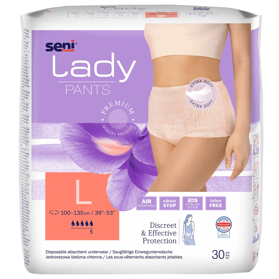 Seni Lady Pants, slipuri absorbante pentru femei, Large, 100-135 см, 30 bucăți: цены и характеристики