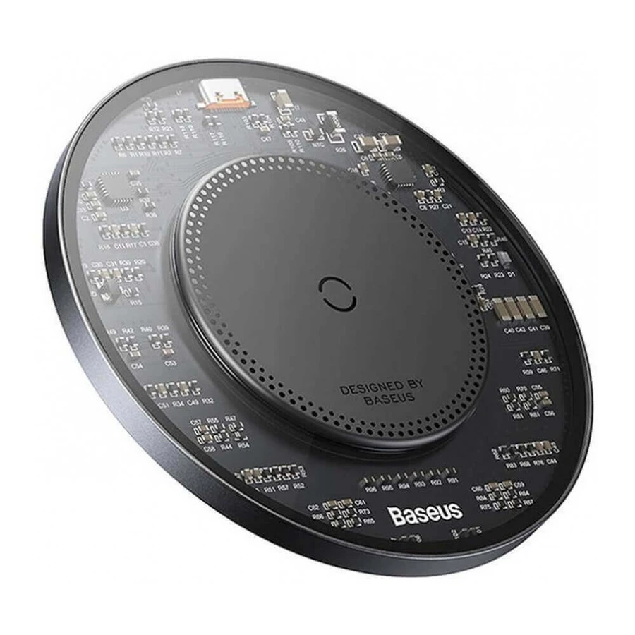 Индукционное зарядное устройство Baseus BS-W530 15 Вт + USB C - USB C 24 Вт 1 м кабель - черный: цены и характеристики