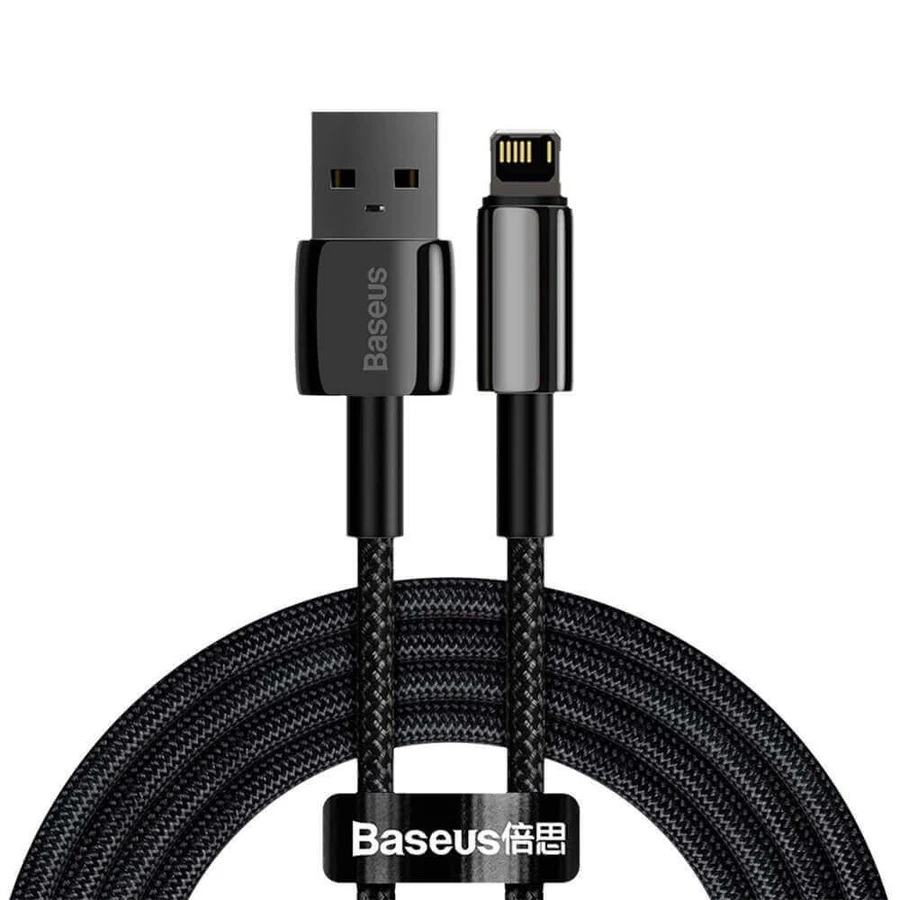 Кабель Baseus Tungsten USB - Lightning 2.4 A 2 м, черный (CALWJ-A01): цены и характеристики