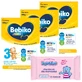 Набір Bebiko Junior 3 Nutriflor Expert, formulă nutritivă pe basă de lapte, peste 1 an, 3 x 600 g + Bambino, șervețele umede, de la naștere, 63 gratuit