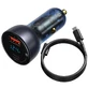 Автомобільний зарядний пристрій Baseus USB / USB Type C 65 Вт 5 A SCP Quick Charge 4.0+ Power Delivery 3.0 LCD Screen + USB Type C - USB Type C Cable Gray (TZCCKX-0G)