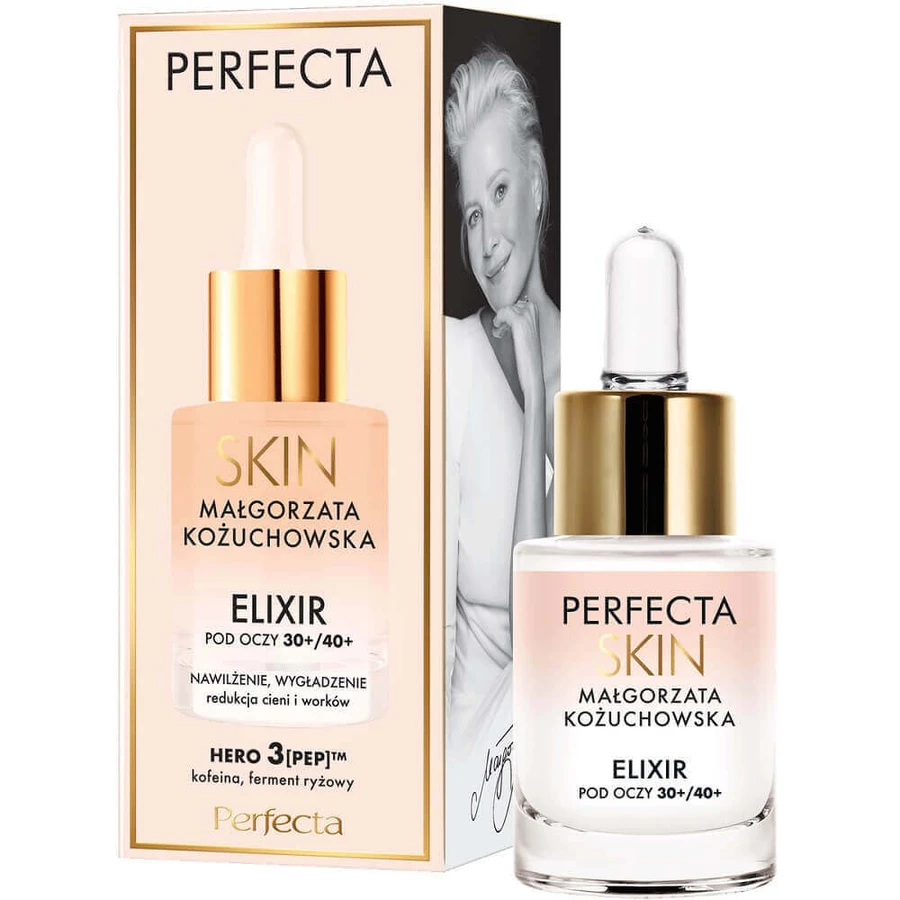 Perfecta Skin Małgorzata Kożuchowska Зволожуючий і розгладжуючий еліксир для очей 30+/40+, 15 мл: ціни та характеристики