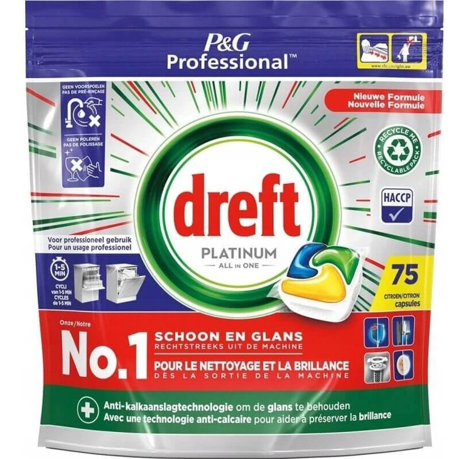 Капсулы для посудомоечной машины Dreft Platinum All in One Lemon, 75 шт.: цены и характеристики