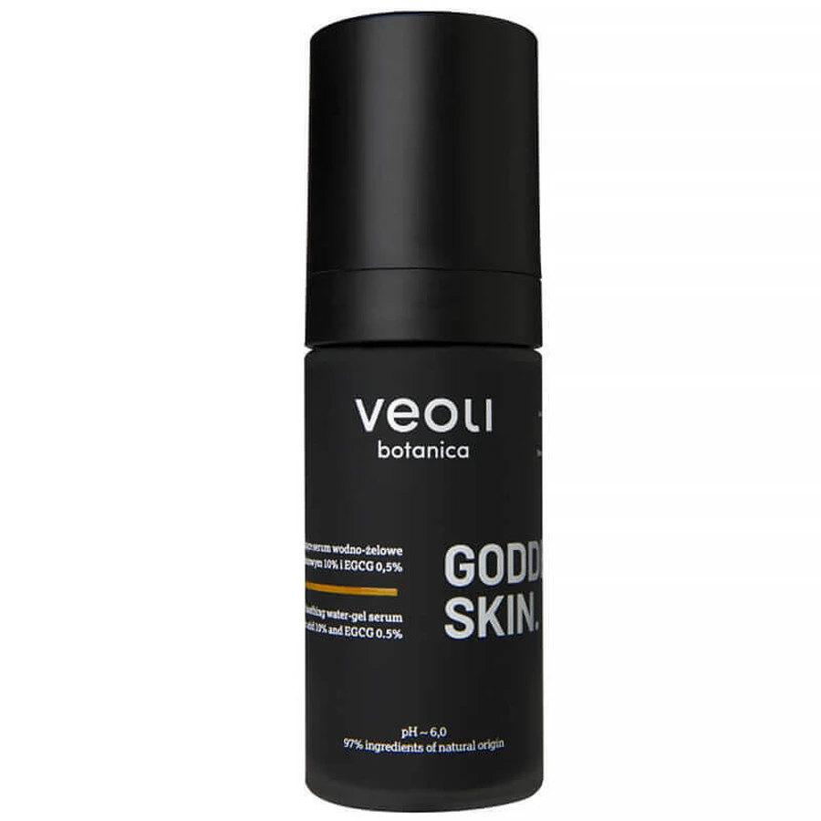 Водно-гелева сироватка Veoli Botanica Goddess Skin Lightening and Soothing Water-Gel Serum with 10% etyl ascorbic acid, 30 ml: ціни та характеристики
