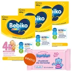 Набір Bebiko Junior 4R Nutriflor Expert, formulă hrănitoare pe basă de lapte cu terci de orez, peste 2 ani, 3 x 600 g + Bambino, șervețele umede, 63 gratuit: ціни та характеристики