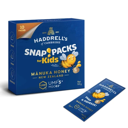 Haddrell's Manuka Snap Pack Kids, дитячі пасти, з додаванням Manuka UMF 5+ MGO 83+, 10 х 5 г: ціни та характеристики