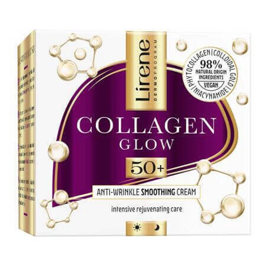 Крем против морщин с разглаживающим эффектом 50+ Collagen Glow, 50 мл, Lirene: цены и характеристики