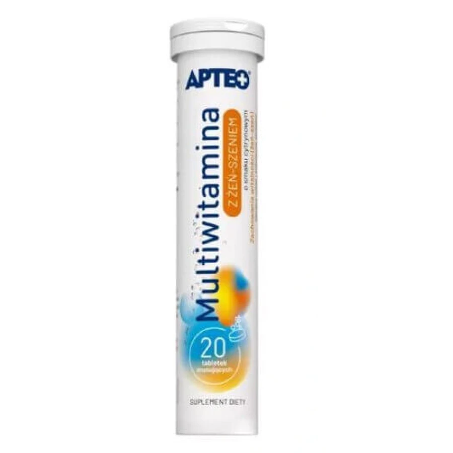 Apteo Multivitamin зі смаком женьшеню, лимона, 20 шипучих таблеток: ціни та характеристики