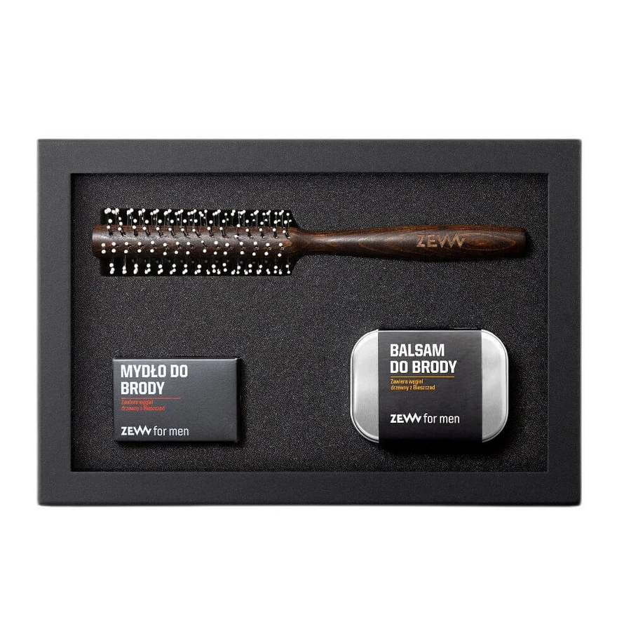 Zew For Men Beard on the Edge Set: мило для бороди 85 мл + бальзам для бороди 80 мл + ролик для волосся та бороди: ціни та характеристики