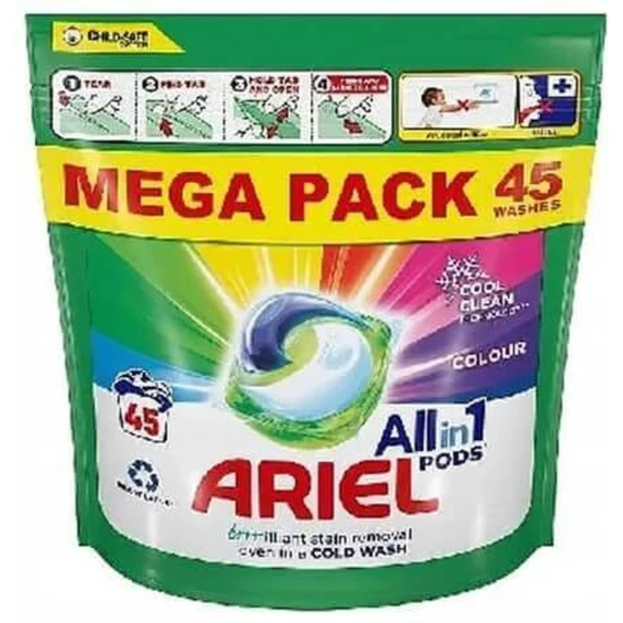 Ariel All in 1 Pods Кольорові капсули для прання, 45 шт: ціни та характеристики