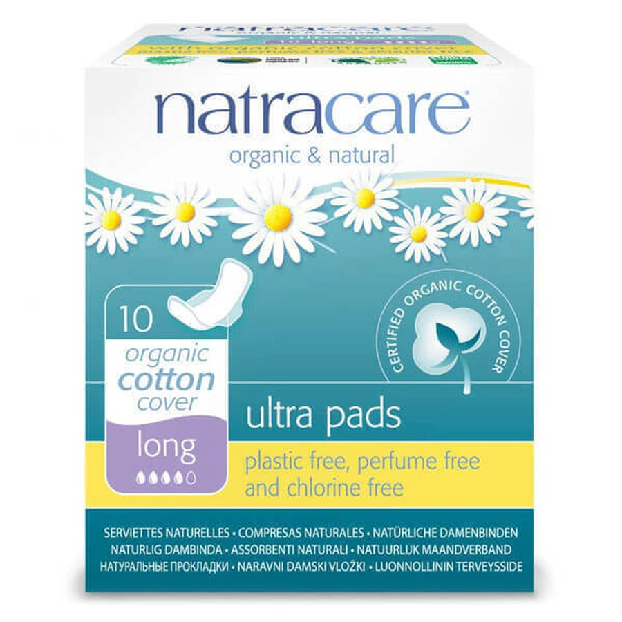 Natracare Ultra, prosoape sanitare din bumbac organic, cu aripi, lungi, 10 buc: ціни та характеристики