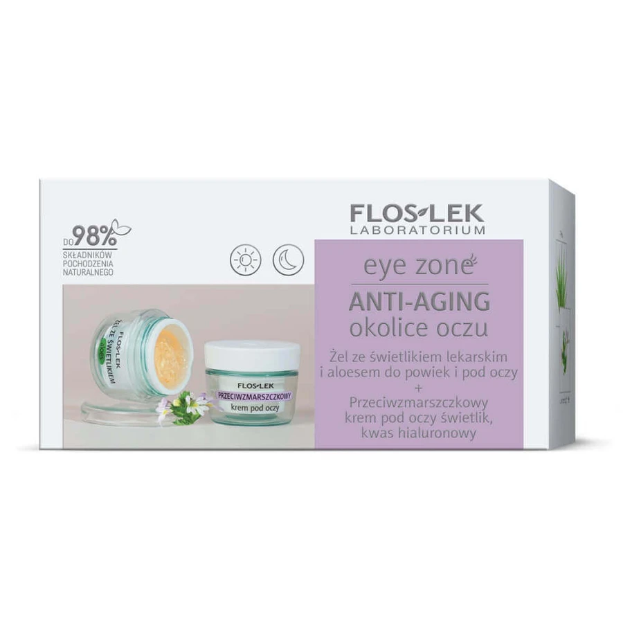 Набор Flos-Lek Eye Zone Anti-Aging: гель для век и кожи вокруг глаз 10 г + крем для кожи вокруг глаз против морщин 15 мл: цены и характеристики