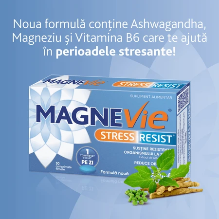 MagneVie Стресостійкість з ашвагандою 80 мг + 60 мг магнію + 1,4 мг вітаміну В6, нервова система та стійкість до стресу, 4х30 таблеток: ціни та характеристики