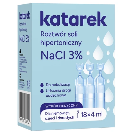 Katarek, soluție salină hipertonică NaCl 3%, 18 x 4 мл: цены и характеристики
