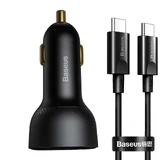 Baseus Superme Fast Car Charger USB / USB Type C 100W PPS Quick Charge Power Delivery + USB Type C Cable 100W (20V/5A) 1m Black (TZCCZX-01)