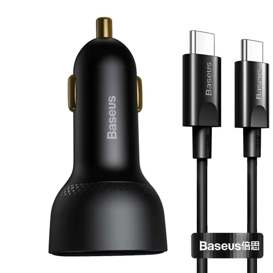 Baseus Superme Fast Car Charger USB / USB Type C 100W PPS Quick Charge Power Delivery + USB Type C Cable 100W (20V/5A) 1m Black (TZCCZX-01): ціни та характеристики