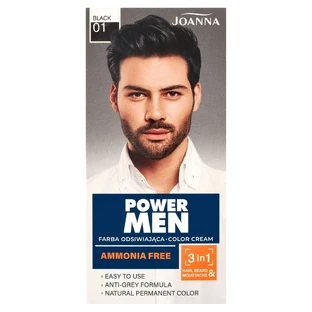 Joanna Power Men Color Cream 3in1 Beard and Moustache Dye 01 Чорний, 30 г