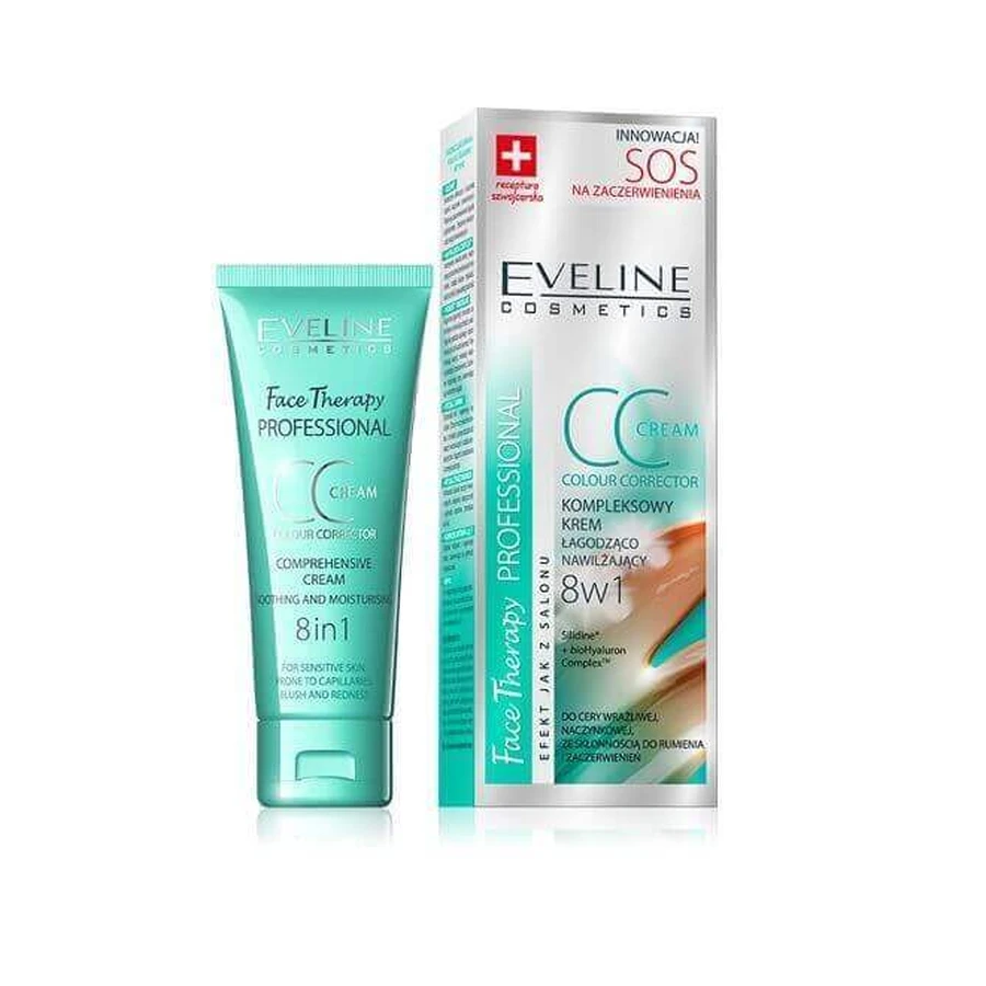 Eveline Cosmetics Face Therapy Professional CC Cream 8in1 Комплексний заспокійливий і зволожуючий крем SPF15, 30 мл: ціни та характеристики
