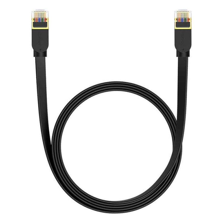 Сетевой кабель Baseus Fast RJ45 Cat. 7, 10 Гбит/с, 2 м, плоский, черный: цены и характеристики