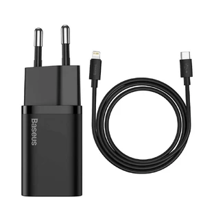 Baseus Super Si 1C Fast Charger USB Type C 20W Power Delivery + USB Type C - Lightning Cable 1m Black (TZCCSUP-B01)