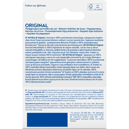 Питательная губная помада Nivea Original, 4,8 г: цены и характеристики