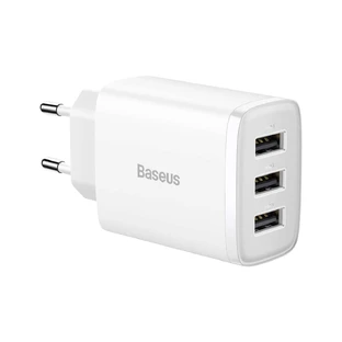 Зарядное устройство Baseus Compact 3x USB 17 Вт, белое (CCXJ020102)