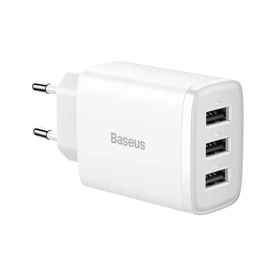 Зарядное устройство Baseus Compact 3x USB 17 Вт, белое (CCXJ020102): цены и характеристики