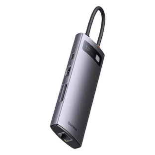 Baseus StarJoy 8in1 USB-C до USB-C PD HUB / 3x USB-A / HDMI / RJ-45 / SD TF - сірий