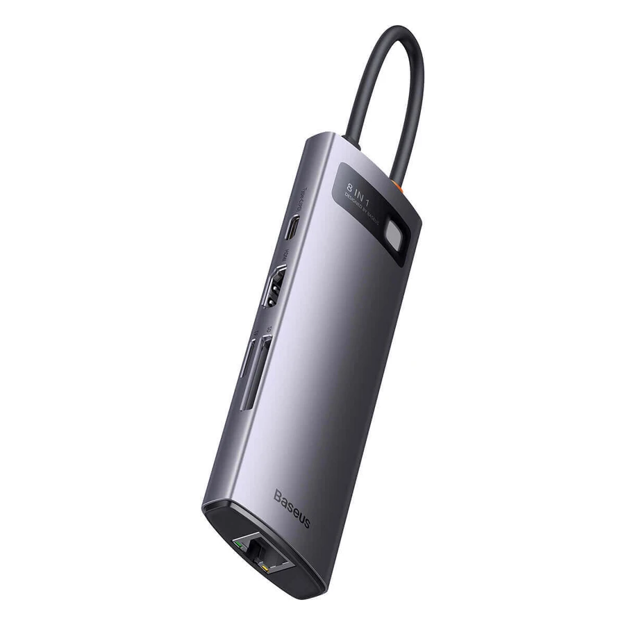Baseus StarJoy 8in1 USB-C до USB-C PD HUB / 3x USB-A / HDMI / RJ-45 / SD TF - сірий: ціни та характеристики