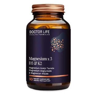 Doctor Life Magnesium x3 D3 и K2 для здоровья сердечно-сосудистой системы и костей, 90 капсул