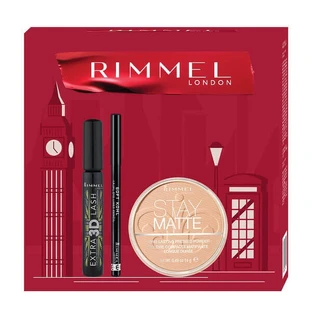 Набір Rimmel: подовжуюча туш для вій 8 мл + матуюча пудра для обличчя 14 г + підводка для очей 1,2 г