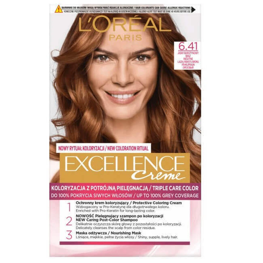 Крем-фарба для волосся L Oreal Paris Excellence 6.41 Light Amber Brown: ціни та характеристики