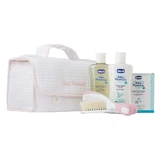 Рідина для вмивання Chicco Baby Moments Pink, 200 мл + лосьйон для тіла, 200 мл + парфумована вода, 100 мл + щітка та гребінець + косметичка