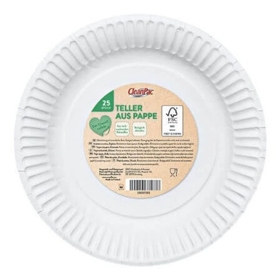 CleanPac, бумажные тарелки 23 см, 25 шт.: цены и характеристики