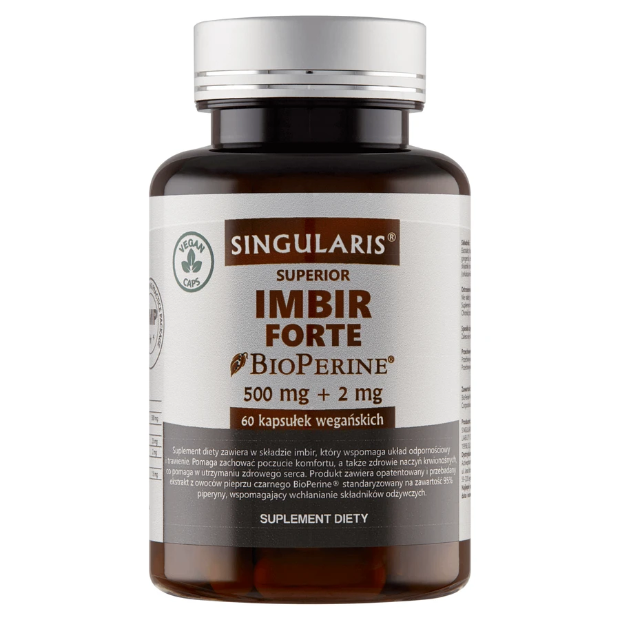 Singularis, Ginger Forte Bioperine 500 мг + 2 мг, 60 капсул: ціни та характеристики