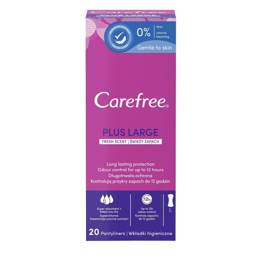Carefree Plus Large Panty Liners Fresh Scent, 20 шт: ціни та характеристики
